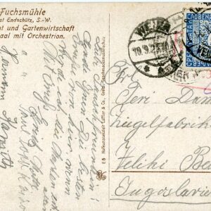 1924 Germany Fuchsmühl postcard Postage Due at Veliki Beckerek
