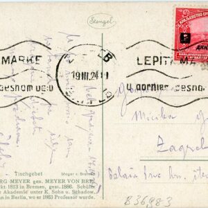 1924 Croatia Zagreb 1d on 10p poscard
